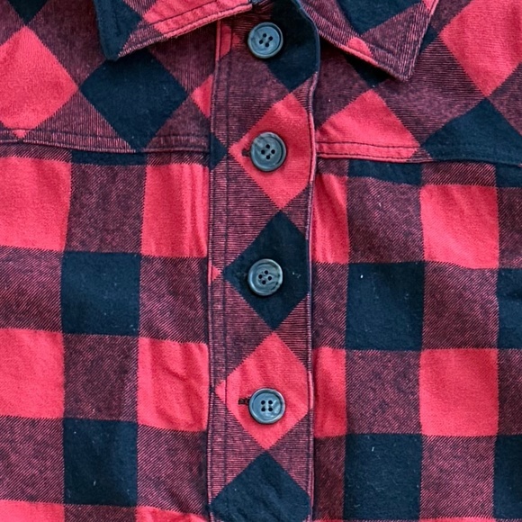 J. Crew Sweater Womens Small Red Plaid 1/2 Button Pullover Shacket Pockets - Picture 4 of 7